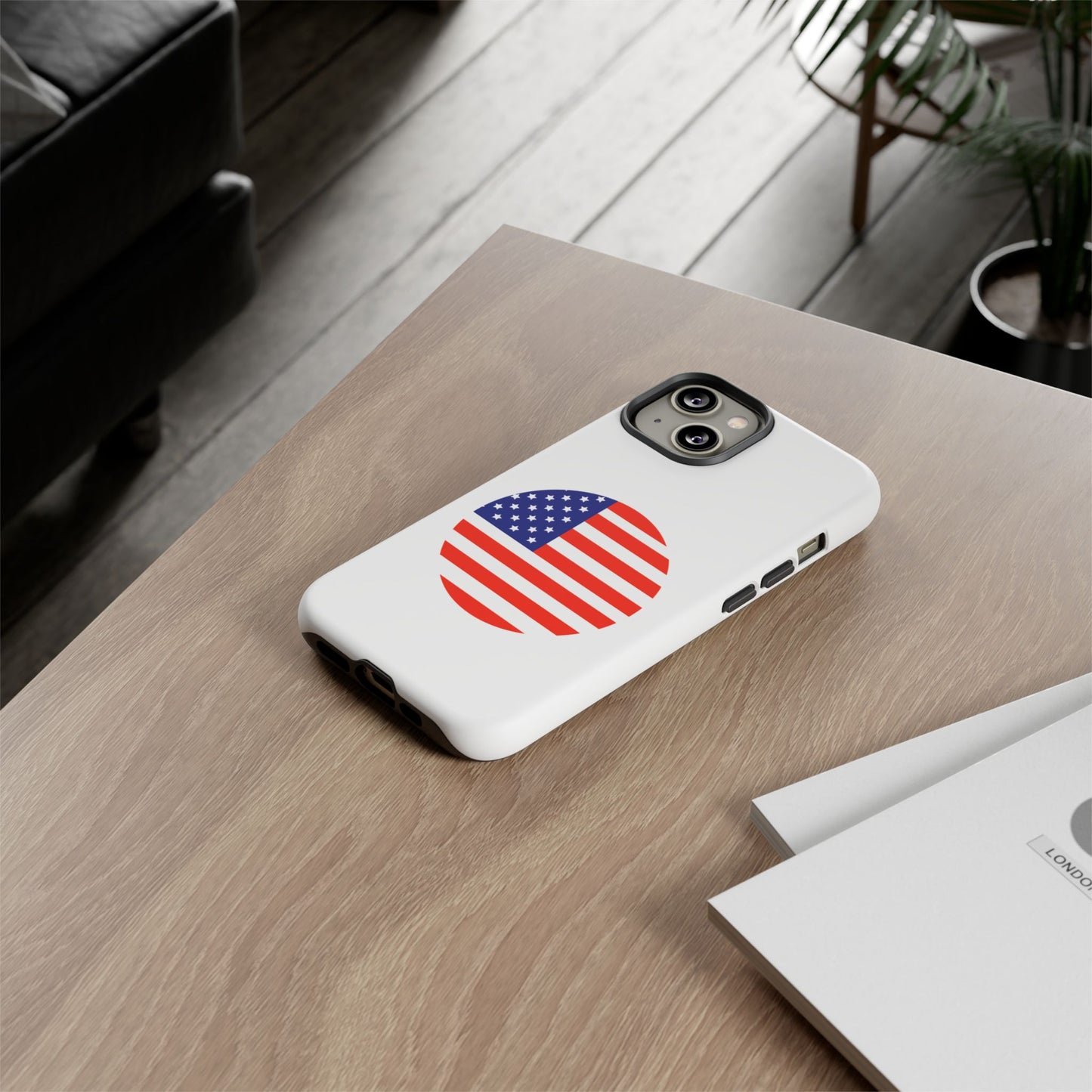 Circular USA Flag iPhone Case (Tough Case model series 14) by TokyoBill