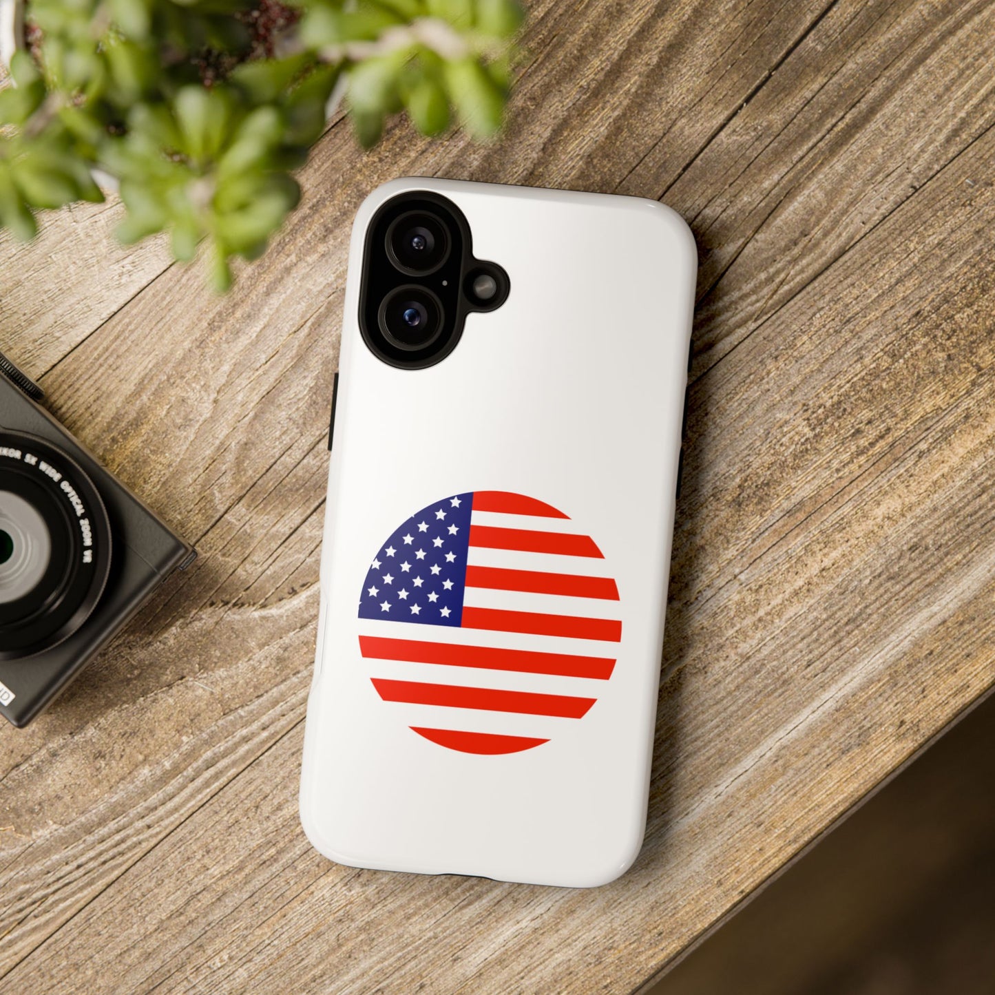 Circular USA Flag iPhone Case (Tough Case model series 16) by TokyoBill