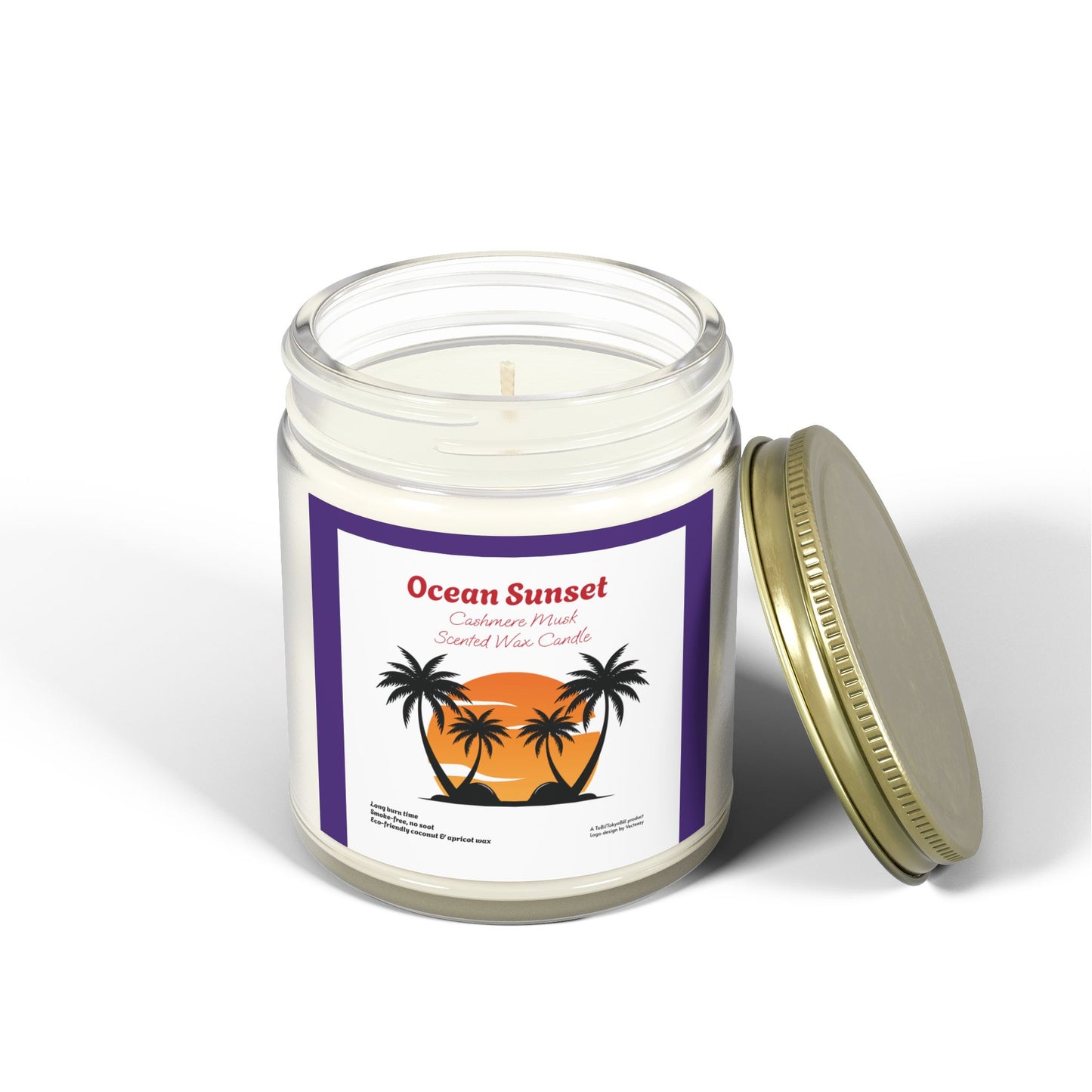 Ocean Sunset Cashmere Musk scented wax candles (4oz, 9oz), by TokyoBill