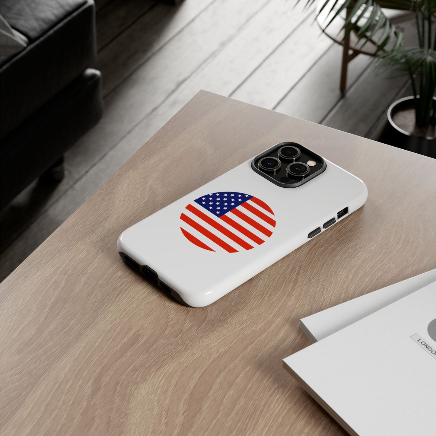 Circular USA Flag iPhone Case (Tough Case model series 14) by TokyoBill