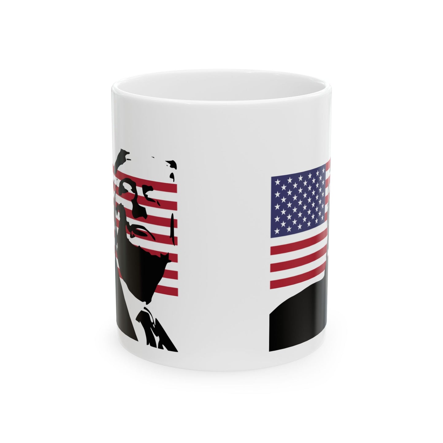 Patriotic Ceramic Mug - American Flag Design with Donald Trump, by TokyoBill