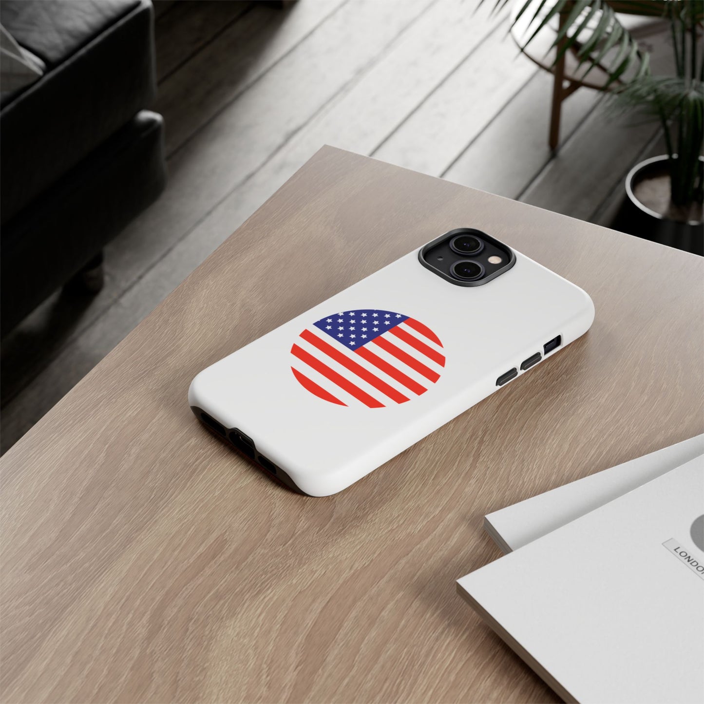 Circular USA Flag iPhone Case (Tough Case model series 14) by TokyoBill