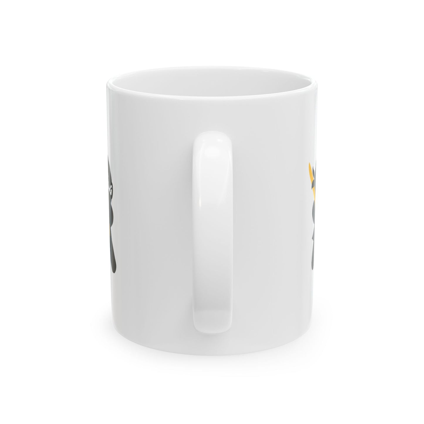 White Ceramic Coffee/Tea Mug (11 oz) with Ninjas, by TokyoBill