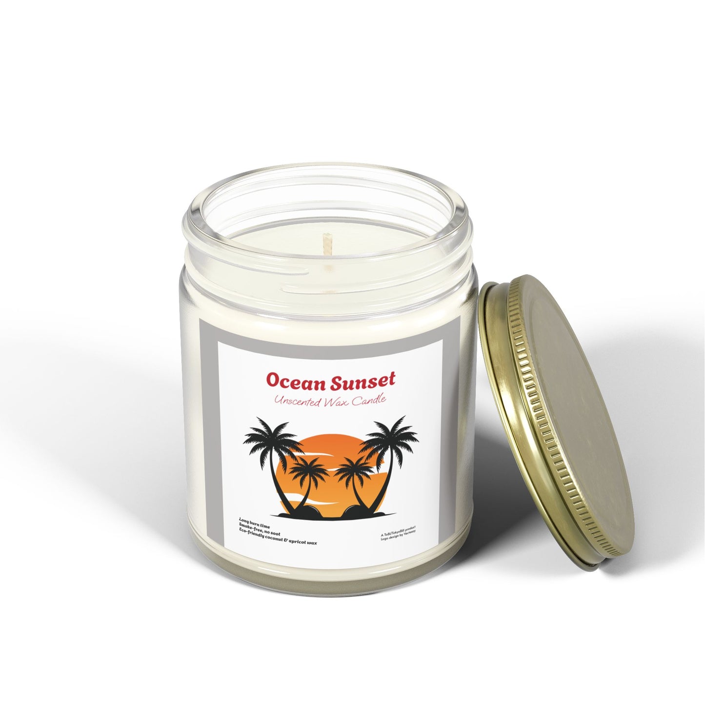 Ocean Sunset Unscented long-burn wax candles (4oz, 9oz), by TokyoBill