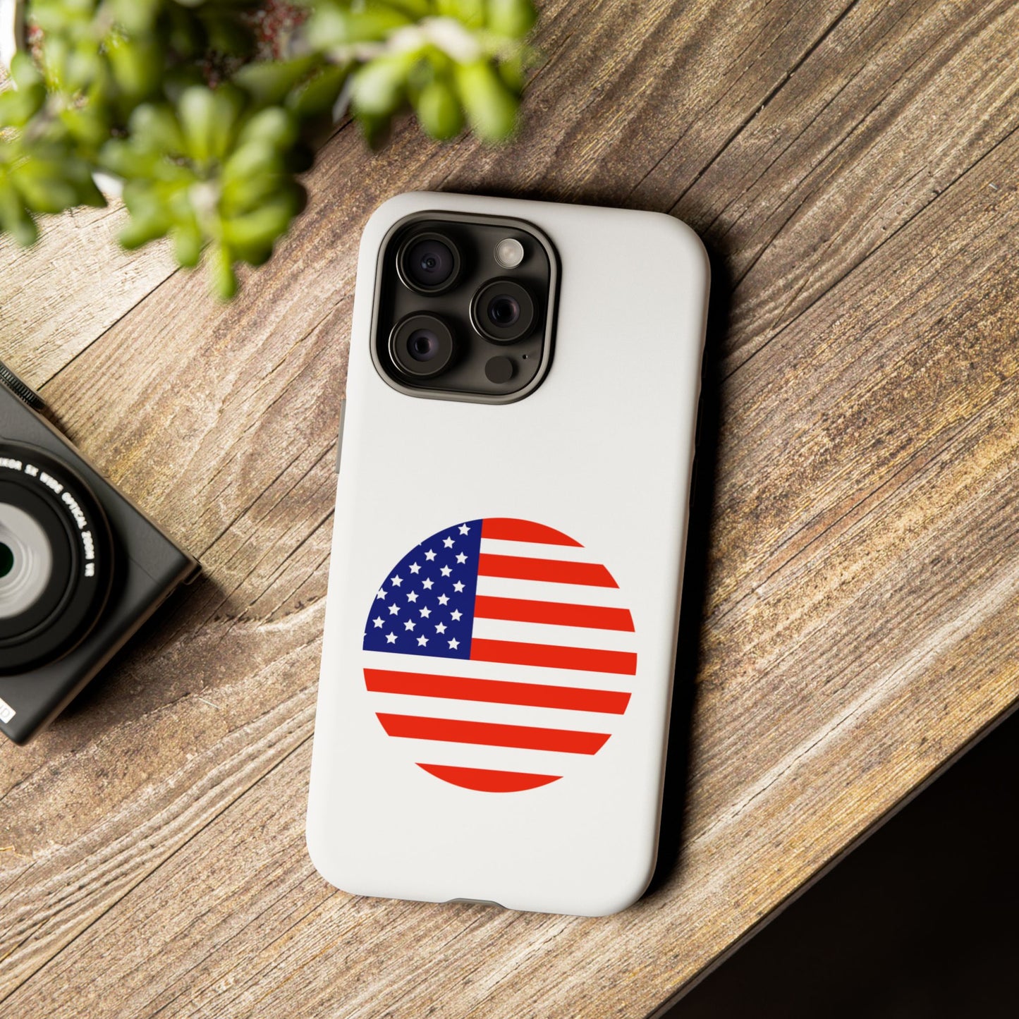 Circular USA Flag iPhone Case (Tough Case model series 15) by TokyoBill