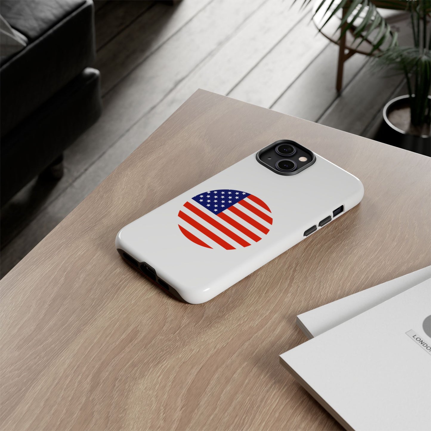Circular USA Flag iPhone Case (Tough Case model series 14) by TokyoBill