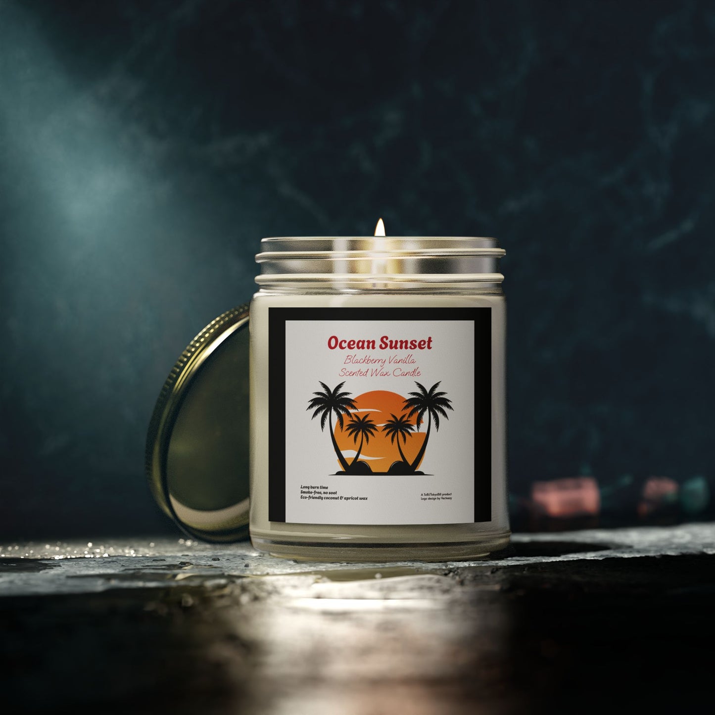 Ocean Sunset Blackberry Vanilla scented wax candles (4oz, 9oz), by TokyoBill