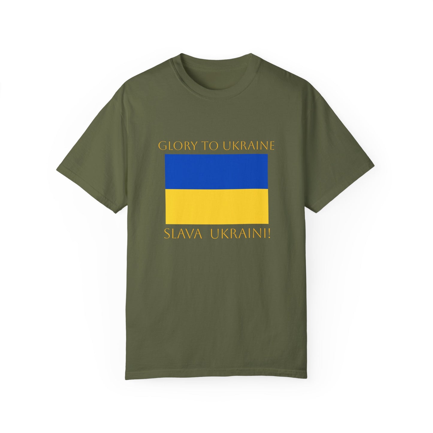"Glory to Ukraine" Unisex Garment-Dyed T-shirt, Ukraine Support Tee by TokyoBill