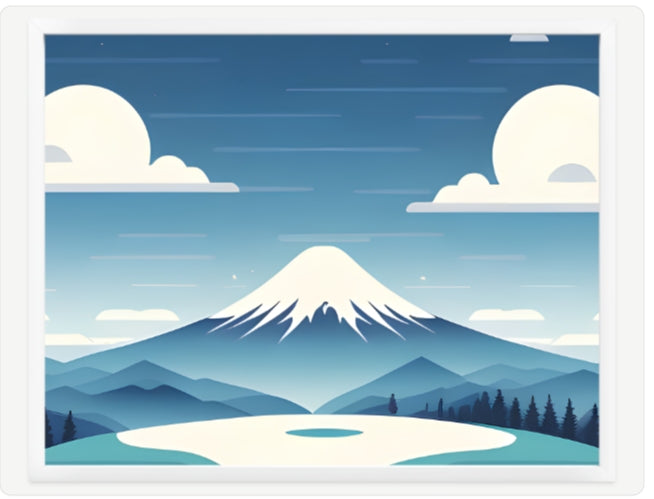 Mount Fuji Art Print | Serene Japan Landscape Wall Art | Illustrated Japanese Mountain Poster | Golden Countryside Print