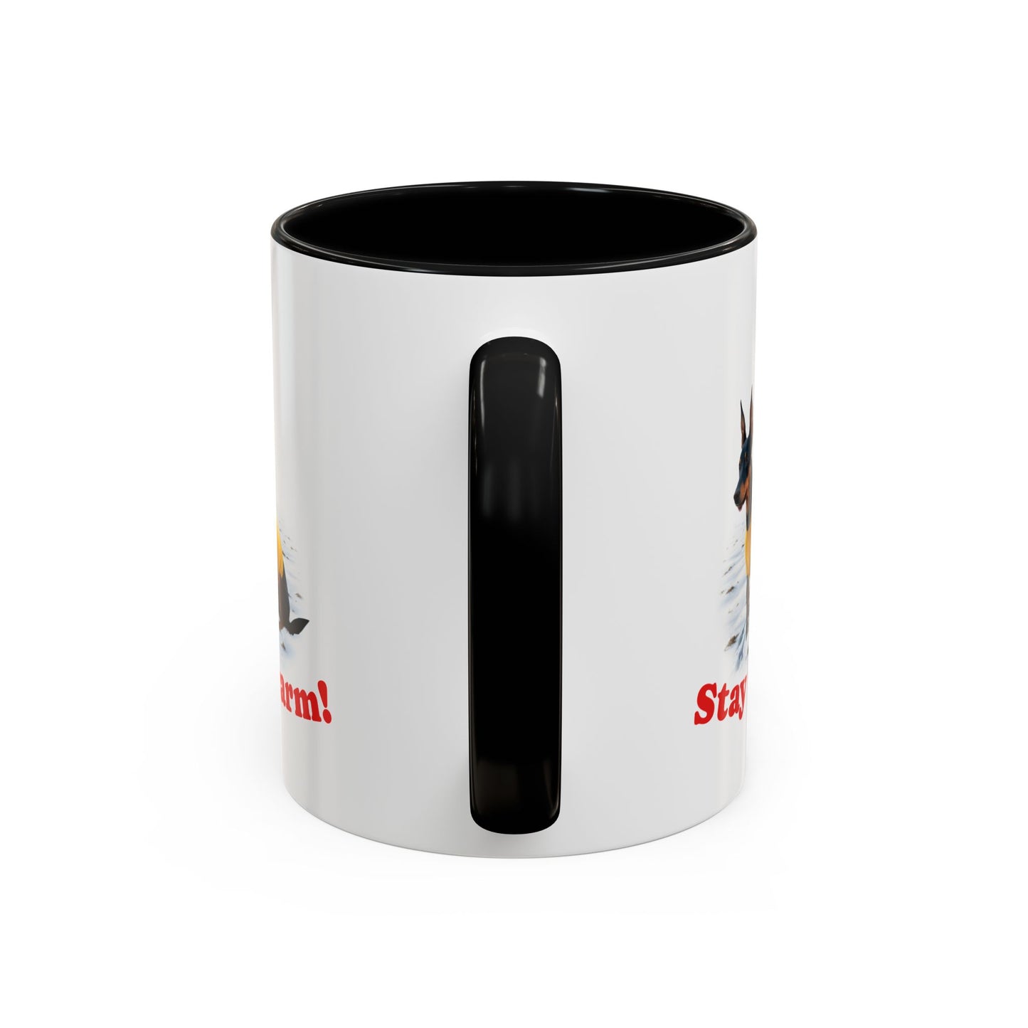 Two-tone Accent 11 oz Coffee Mug w/ Miniature Pinscher Sweater Dog, by TokyoBill