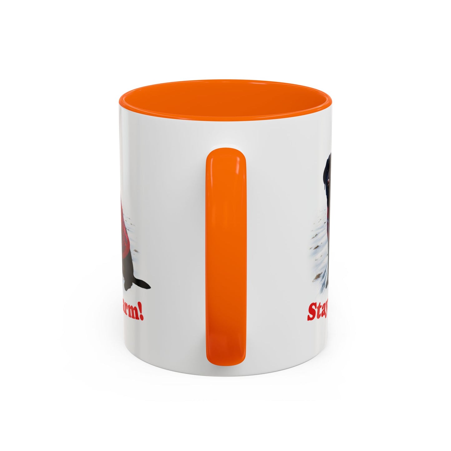Two-tone Accent 11 oz Coffee Mug w/Black Lab Retriever Sweater Dog, by TokyoBill