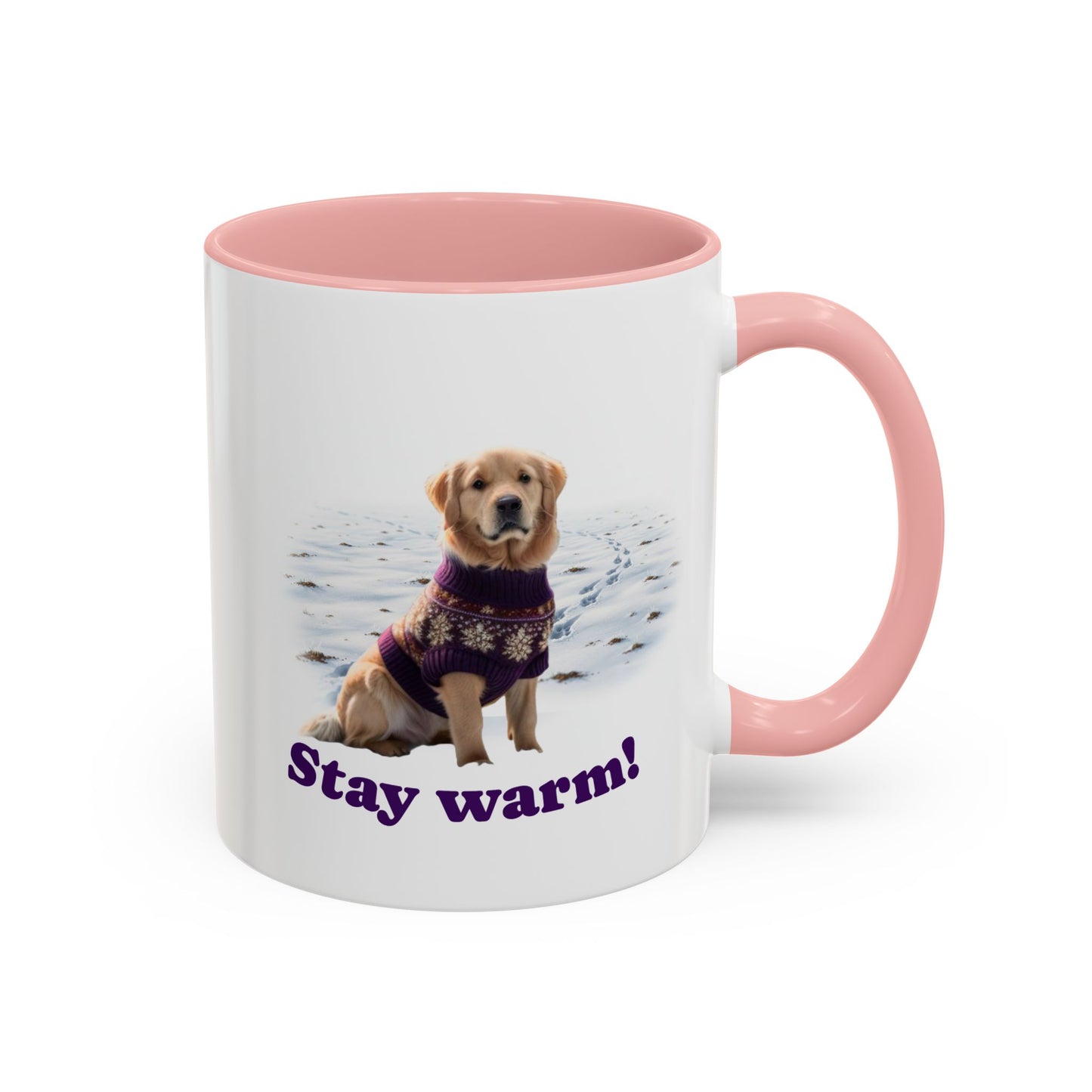 Two-tone Accent 11 oz Coffee Mug w/ Golden Retriever Sweater Dog, by TokyoBill