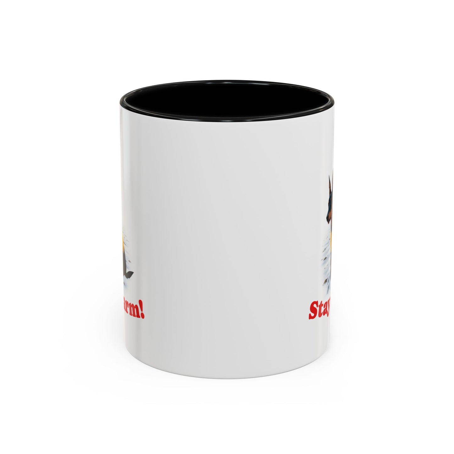 Two-tone Accent 11 oz Coffee Mug w/ Miniature Pinscher Sweater Dog, by TokyoBill