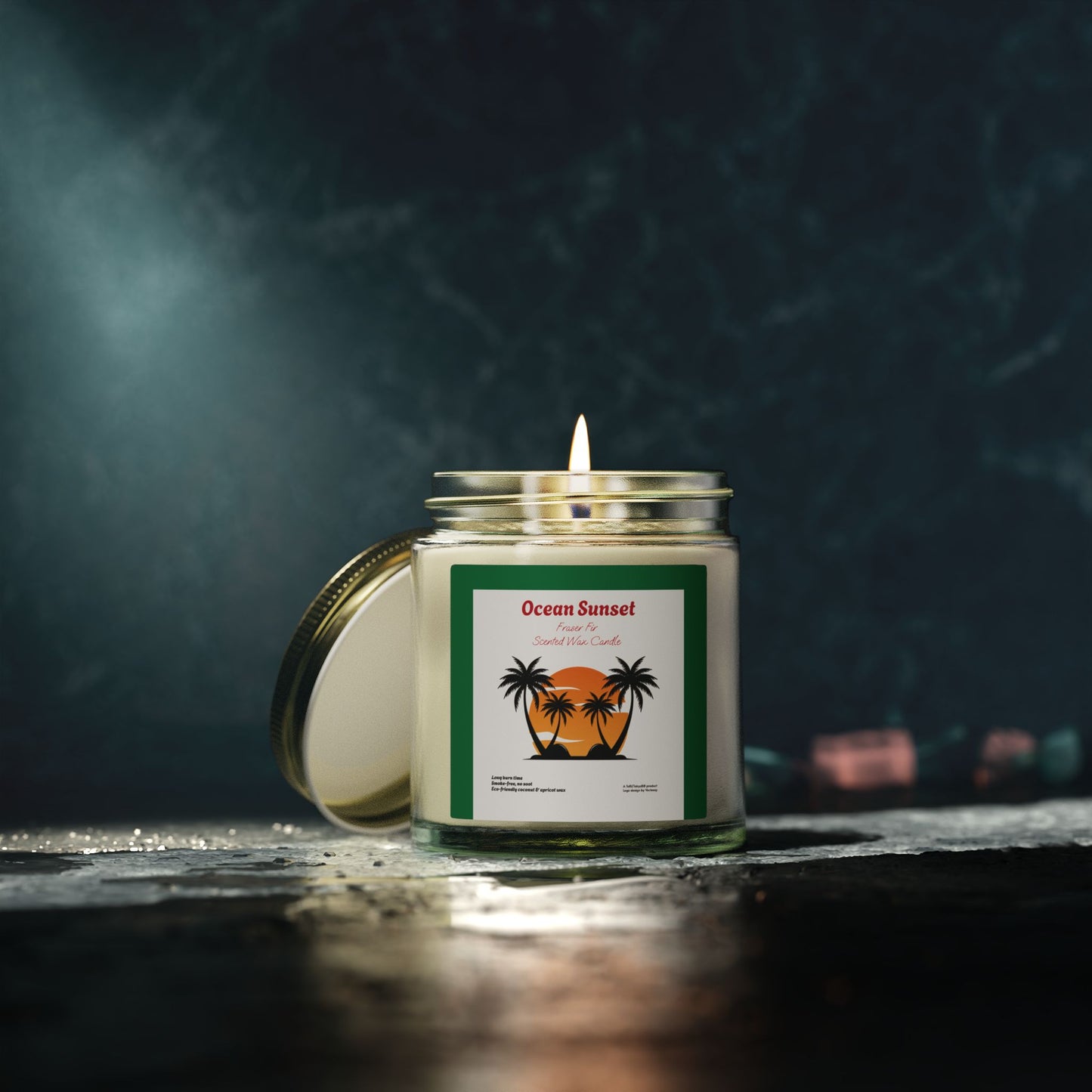Ocean Sunset Fraser Fir Scented Candle | Hand-Poured USA | Coconut Apricot Wax