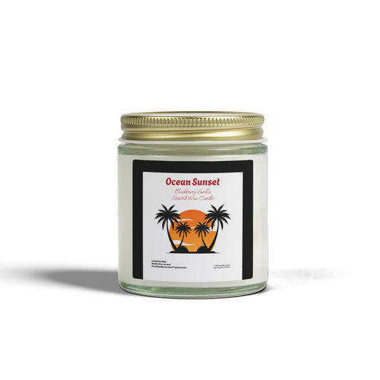 Ocean Sunset Blackberry Vanilla Scented Candle | Hand-Poured USA | Coconut Apricot Wax