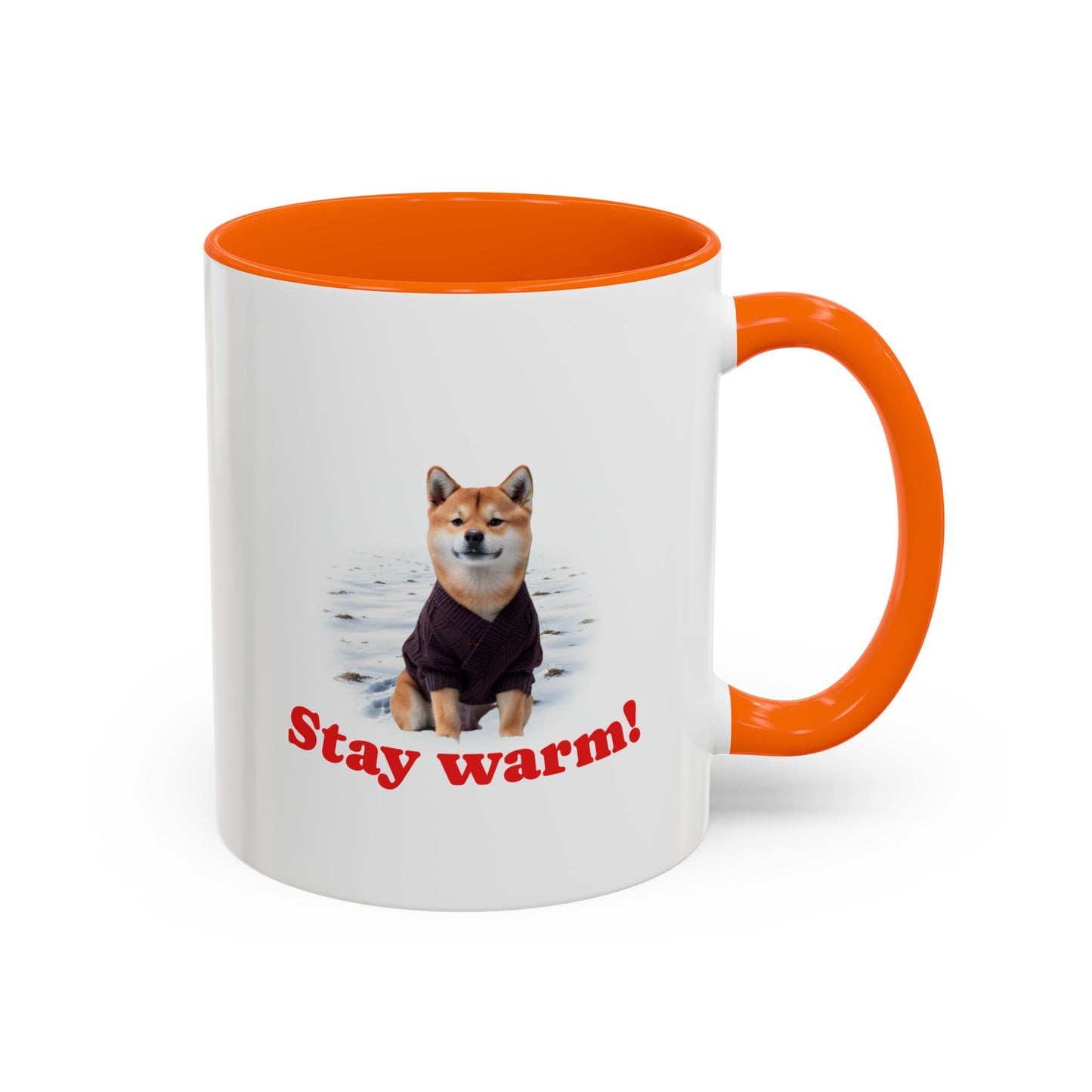 Two-tone Accent 11 oz Coffee Mug w/ Shiba Ken Sweater Dog, by TokyoBill