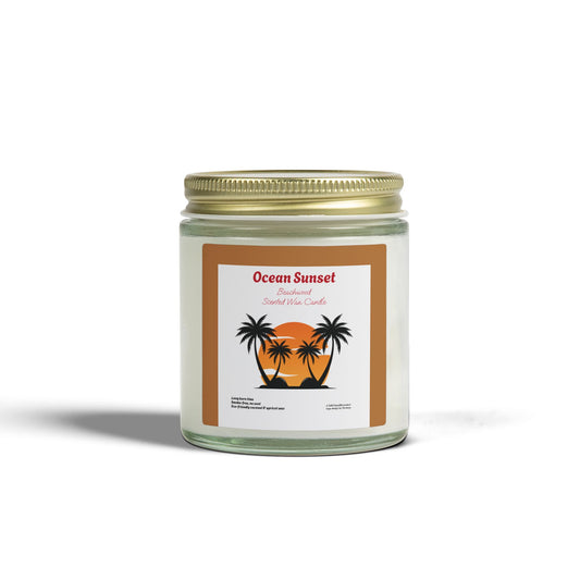 OCEAN SUNSET Beachwood Scented Candle | Hand-Poured USA | Coconut Apricot Wax