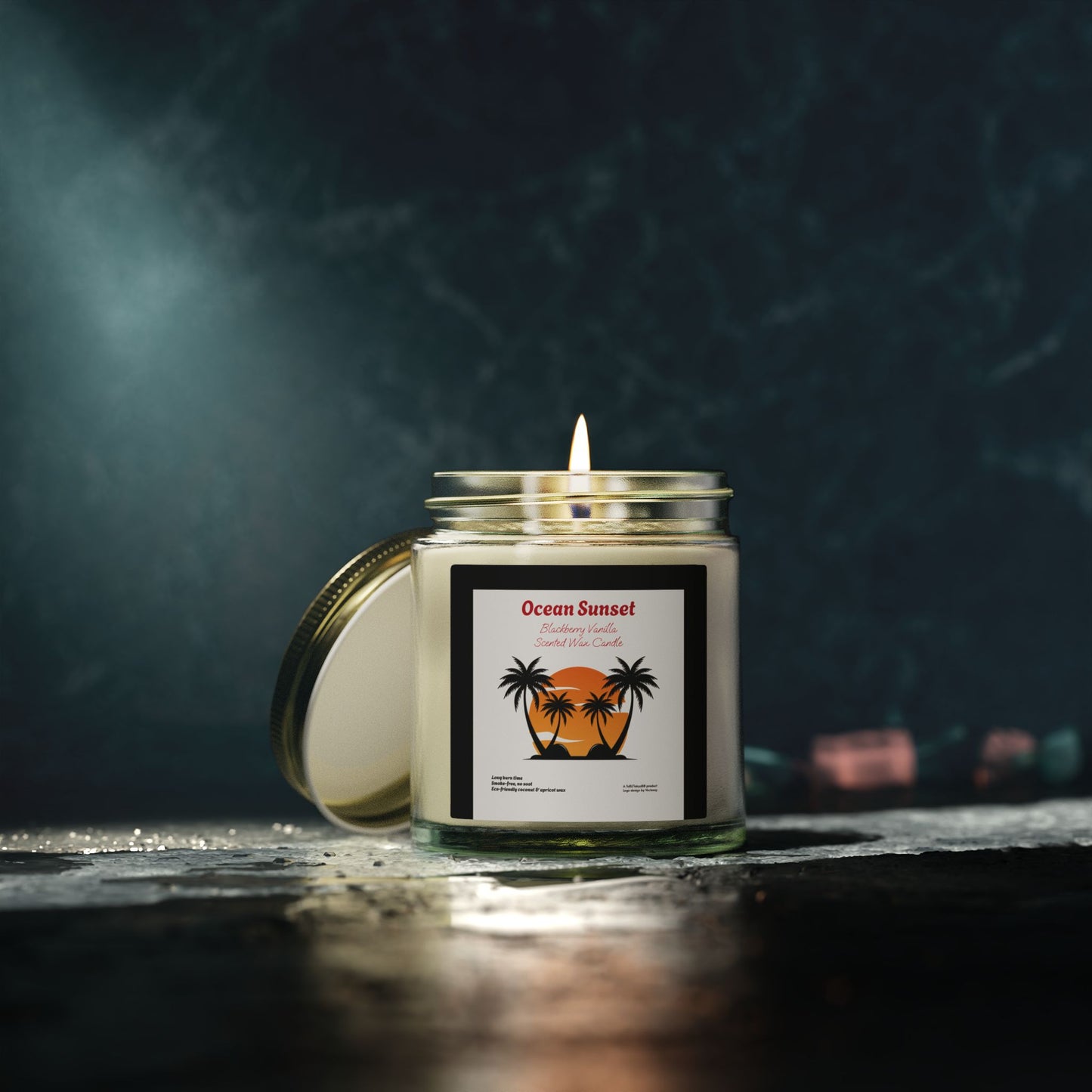Ocean Sunset Blackberry Vanilla Scented Candle | Hand-Poured USA | Coconut Apricot Wax