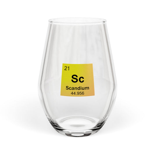 Periodic Table Stemless Wine Glass | Transition Metal Series | Science Gift