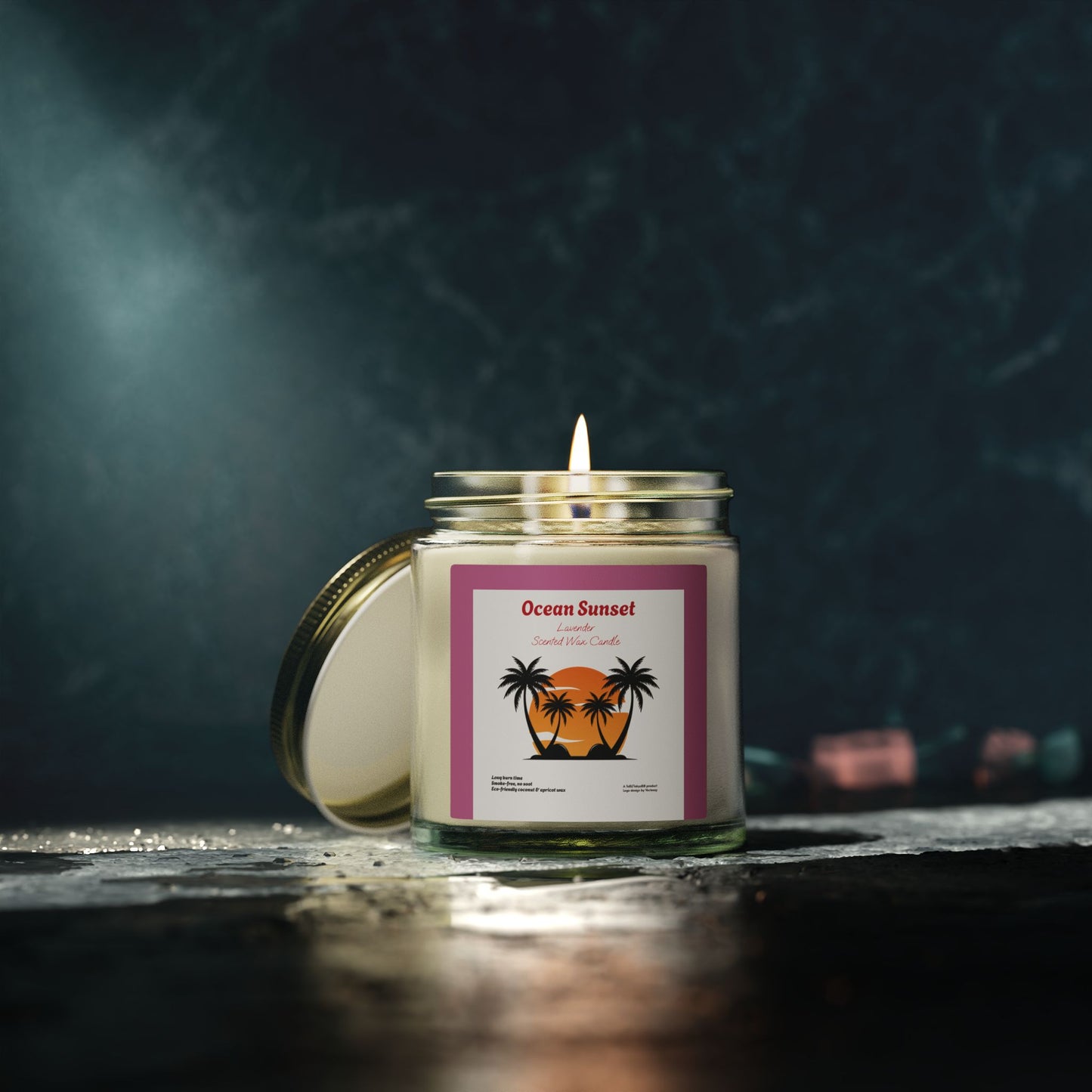 Ocean Sunset Lavender Scented Candle | Hand-Poured USA | Coconut Apricot Wax