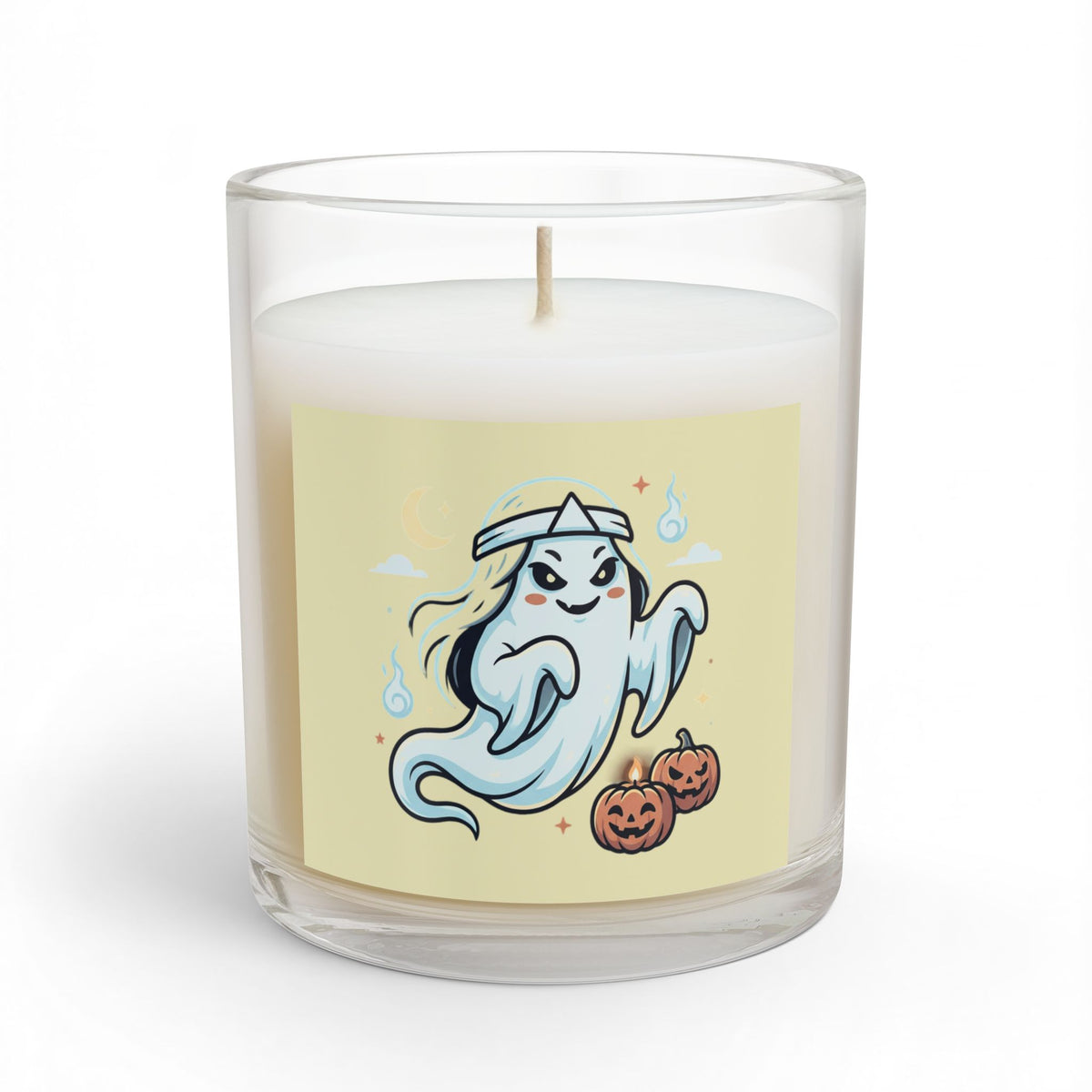 Spooky Japan ghost, Halloween soy wax candle, long burn 55-70 hours, 11oz reusable glass jar,  by TokyoBill