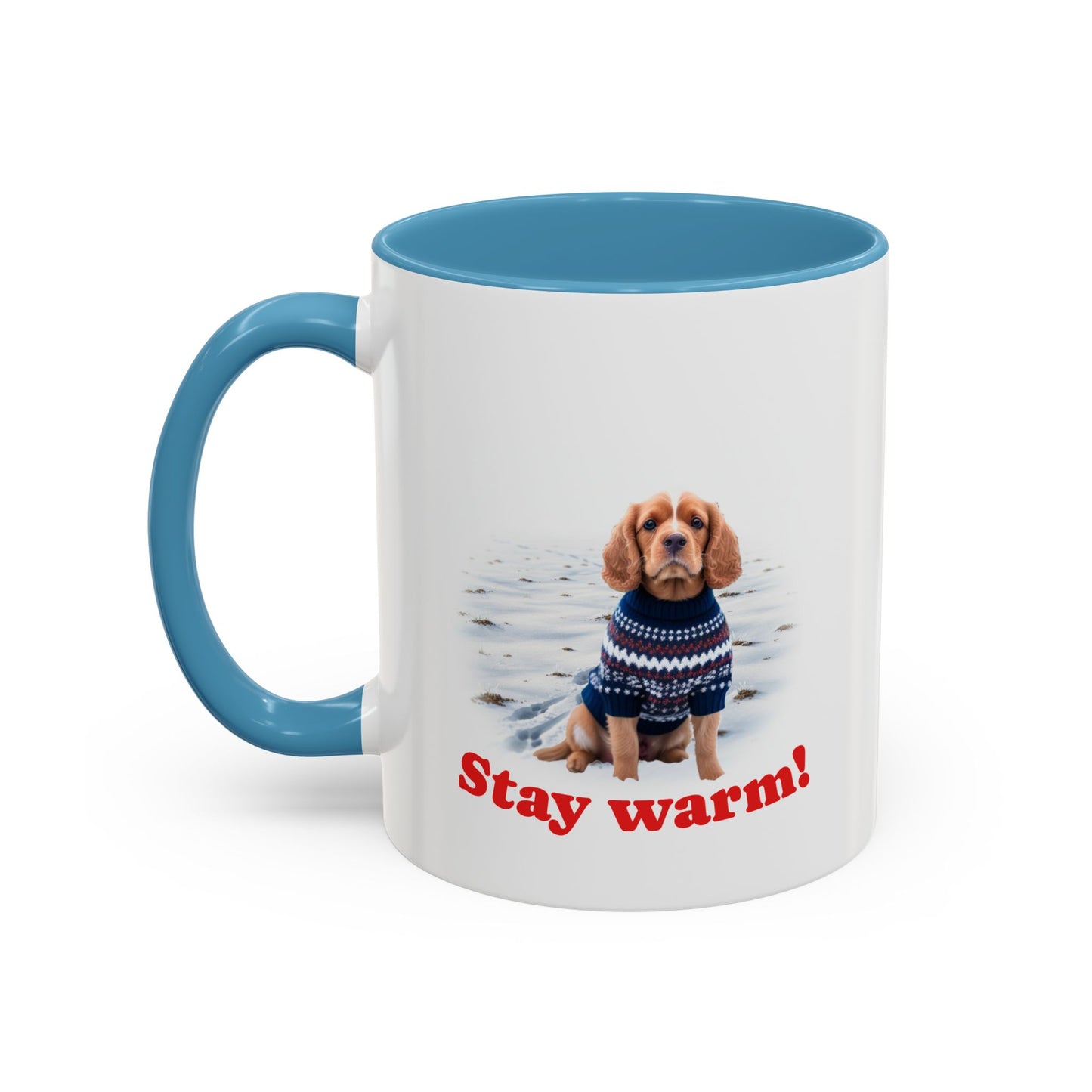 Two-tone Accent 11 oz Coffee Mug w/ Cocker Spaniel Sweater Dog, by TokyoBill