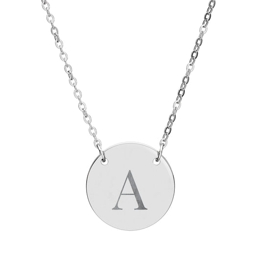 Personalized Circle Necklace | Engraved Initial Pendant | Minimalist Monogram | Hypoallergenic | Gift for Her
