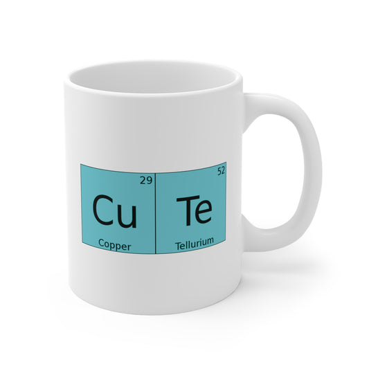 Coffee Cup w/Chemistry | 'CuTe' Copper Tellurium Periodic Table Mug, by TokyoBill