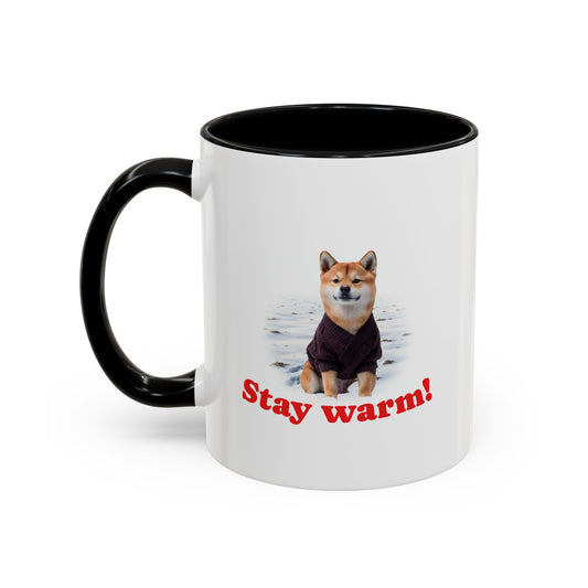 Two-tone Accent 11 oz Coffee Mug w/ Shiba Ken Sweater Dog, by TokyoBill