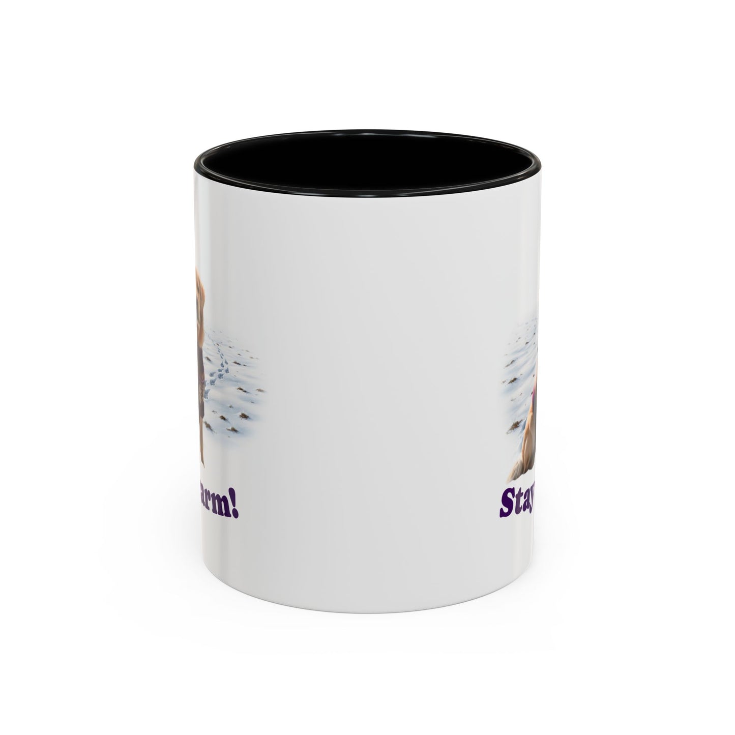 Two-tone Accent 11 oz Coffee Mug w/ Golden Retriever Sweater Dog, by TokyoBill