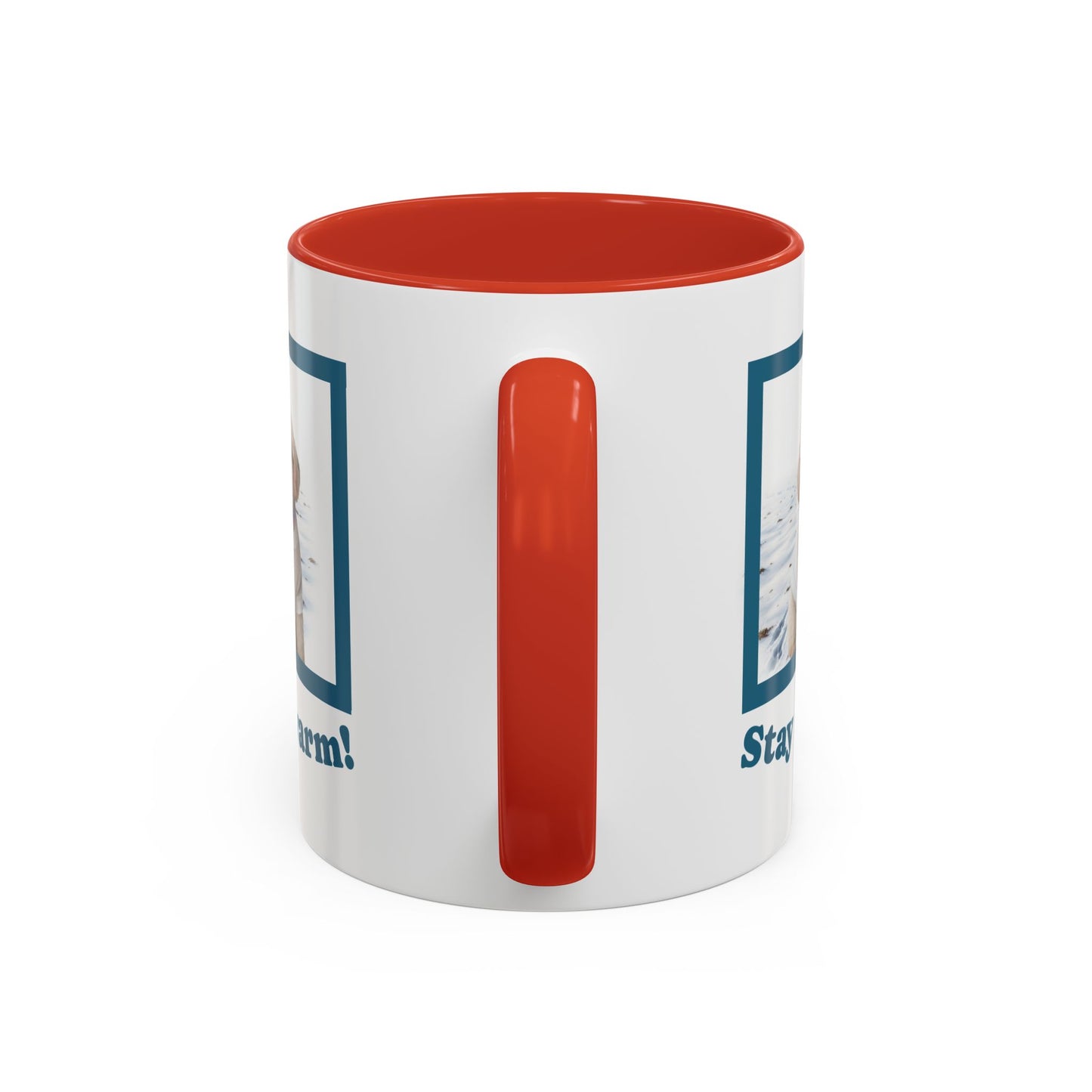 Two-tone Accent 11 oz Coffee Mug w/ Mini White Poodle Sweater Dog, by TokyoBill