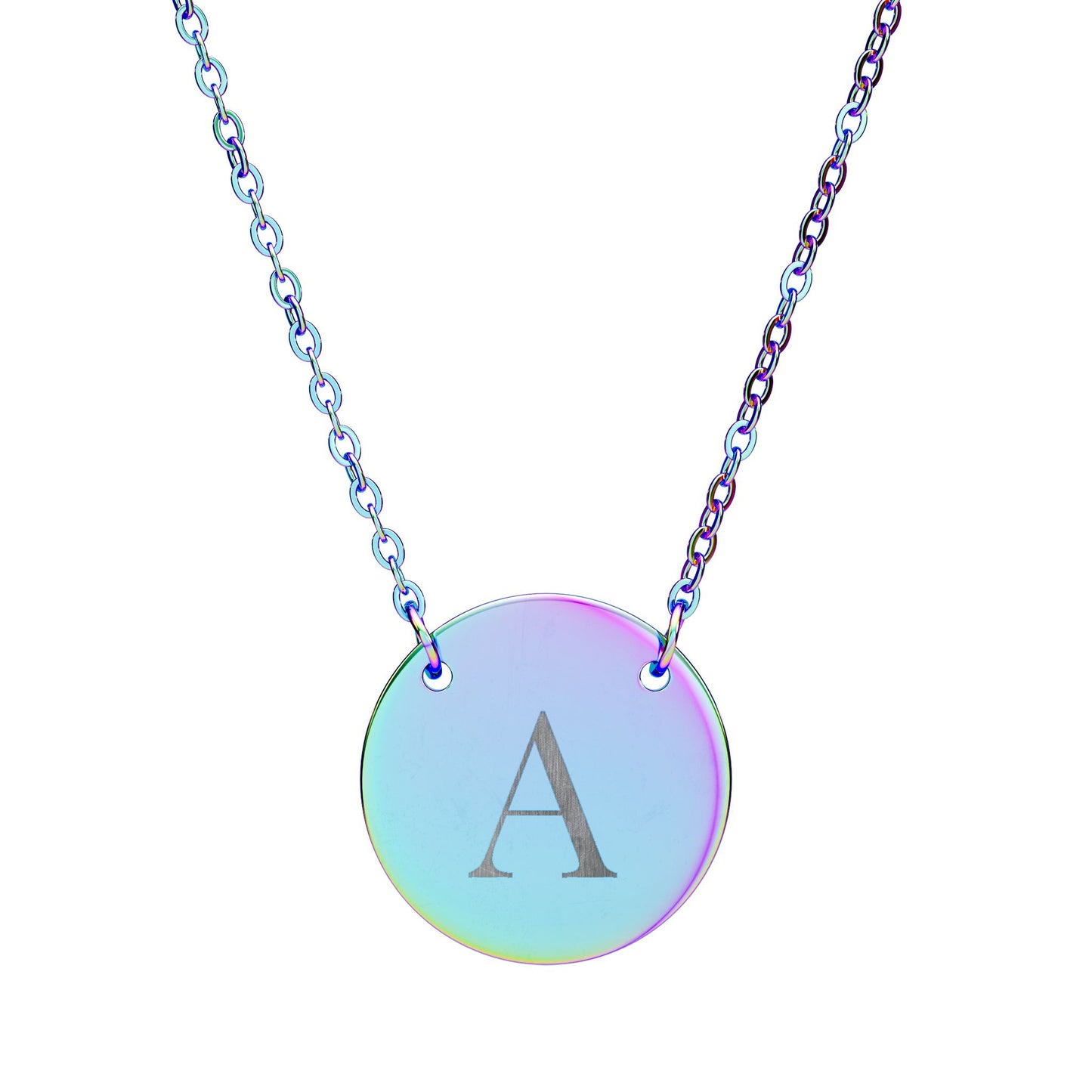 Personalized Circle Necklace | Engraved Initial Pendant | Minimalist Monogram | Hypoallergenic | Gift for Her
