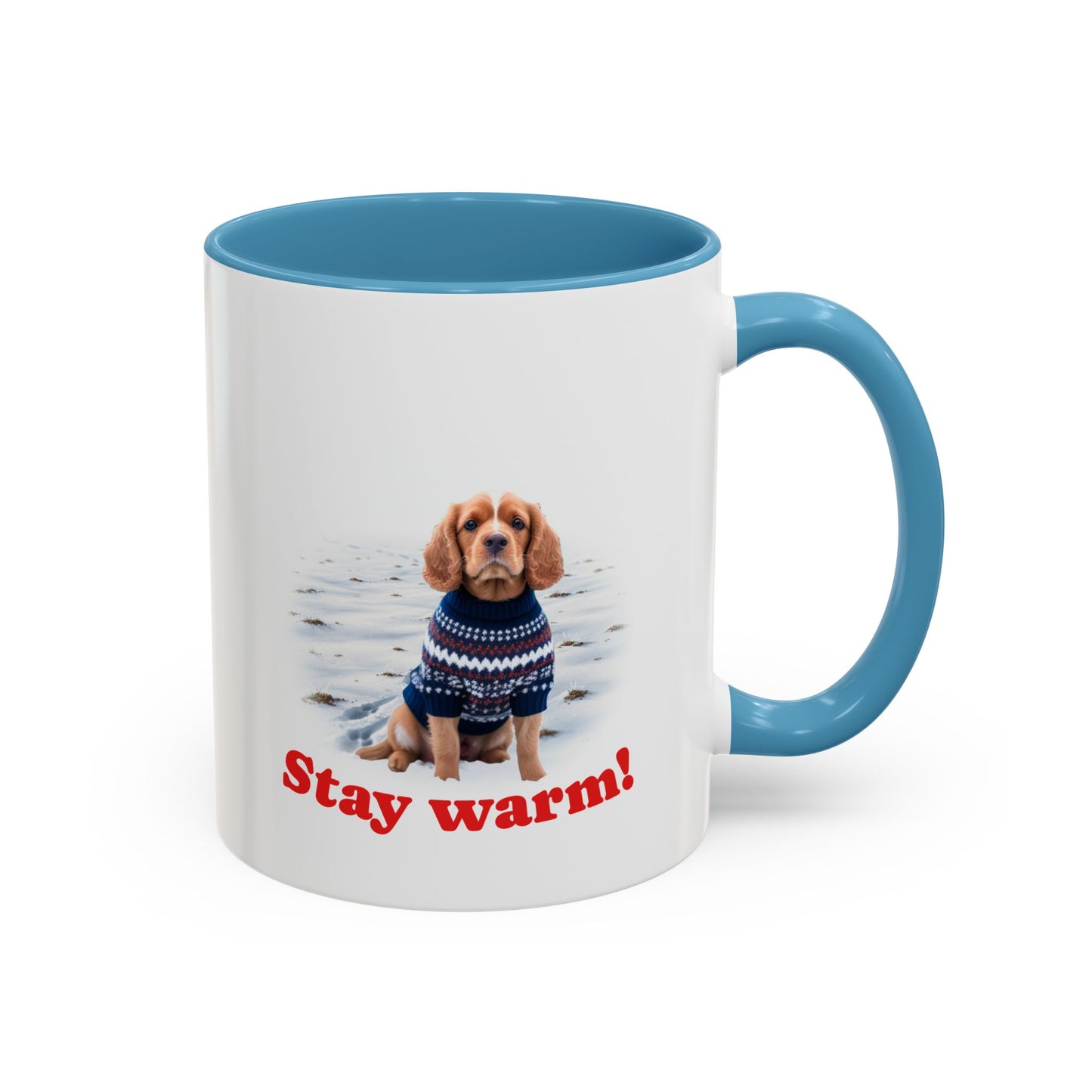 Two-tone Accent 11 oz Coffee Mug w/ Cocker Spaniel Sweater Dog, by TokyoBill