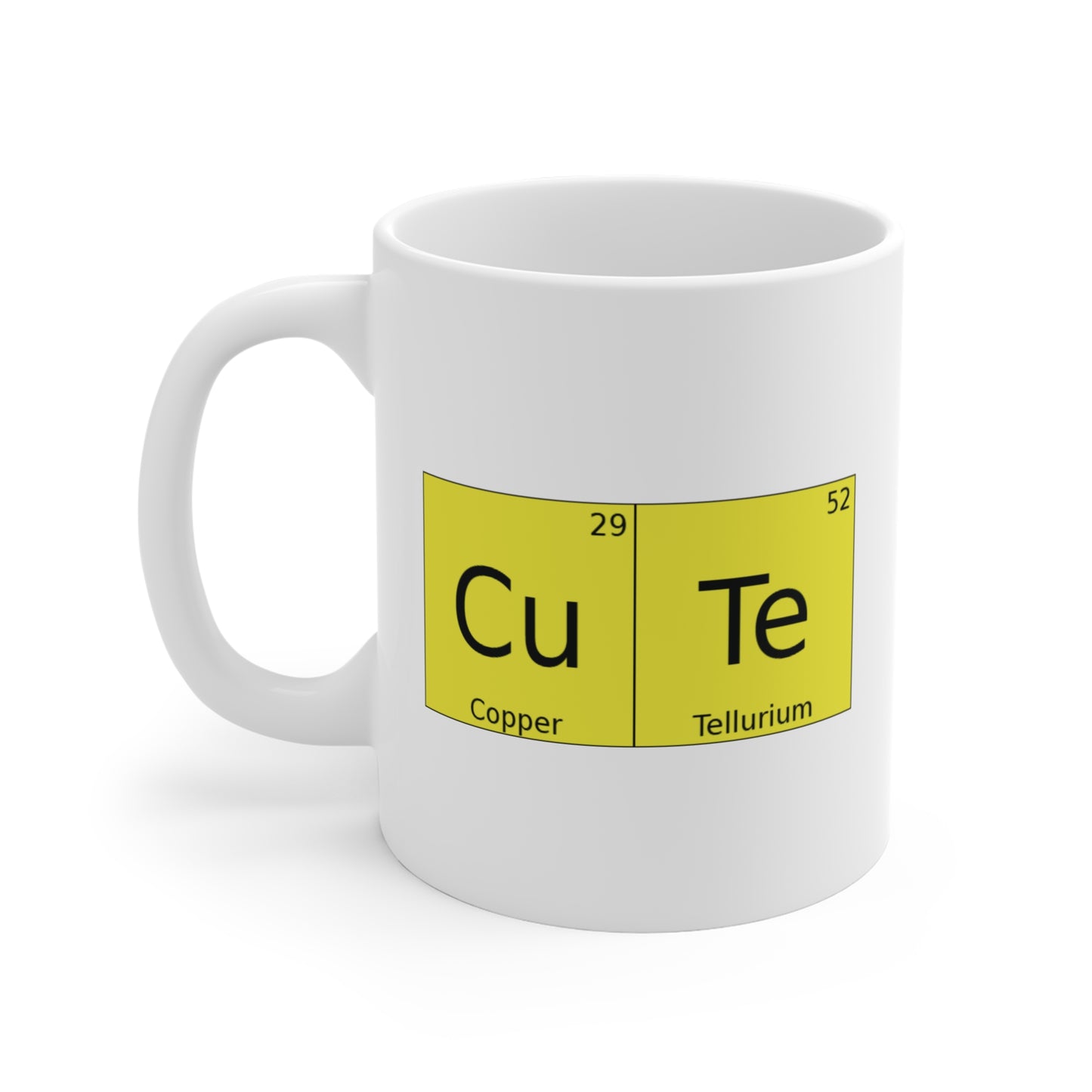 Coffee Cup w/Chemistry | 'CuTe' Copper Tellurium Periodic Table Mug, by TokyoBill