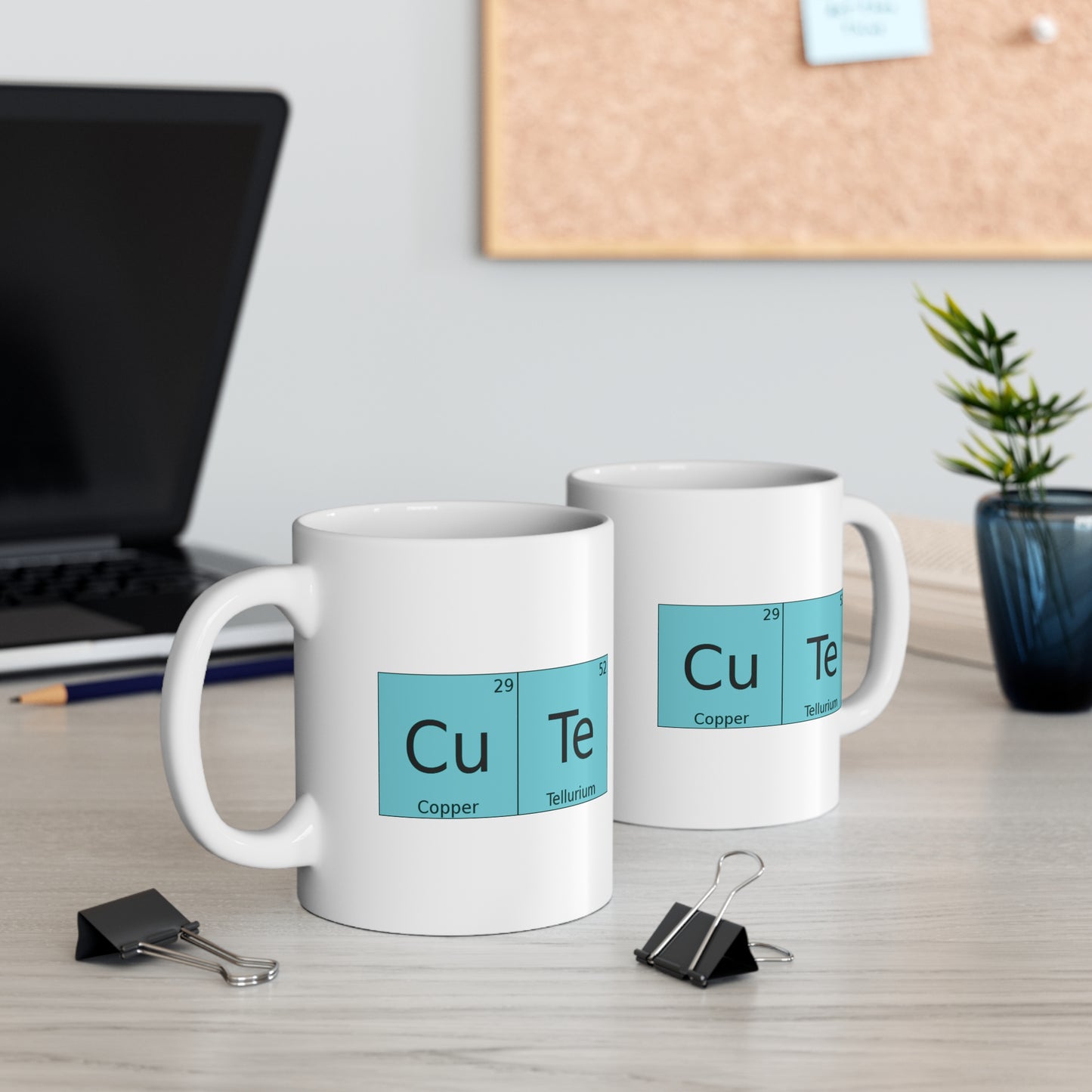 Coffee Cup w/Chemistry | 'CuTe' Copper Tellurium Periodic Table Mug, by TokyoBill