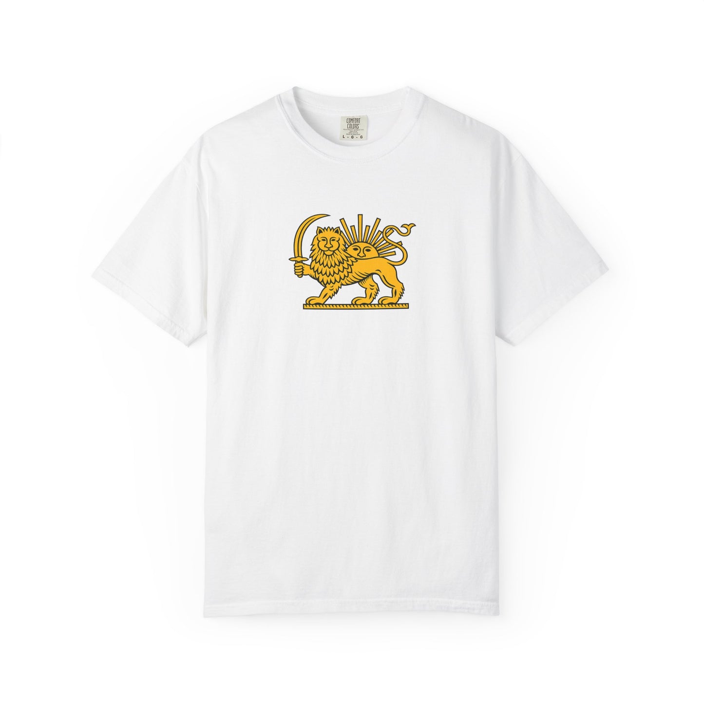 Lion with Sword Graphic T-shirt; Heraldic Golden Lion by TokyoBill