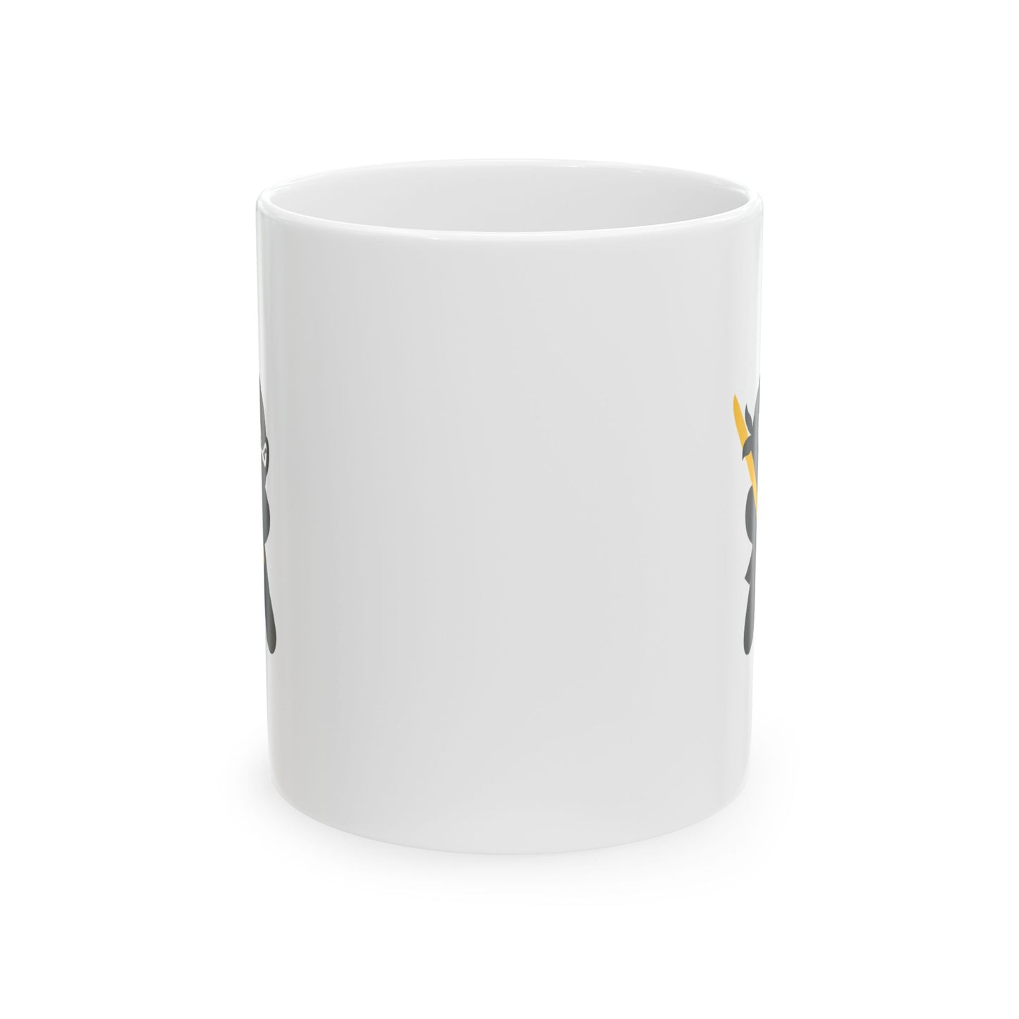 White Ceramic Coffee/Tea Mug (11 oz) with Ninjas, by TokyoBill