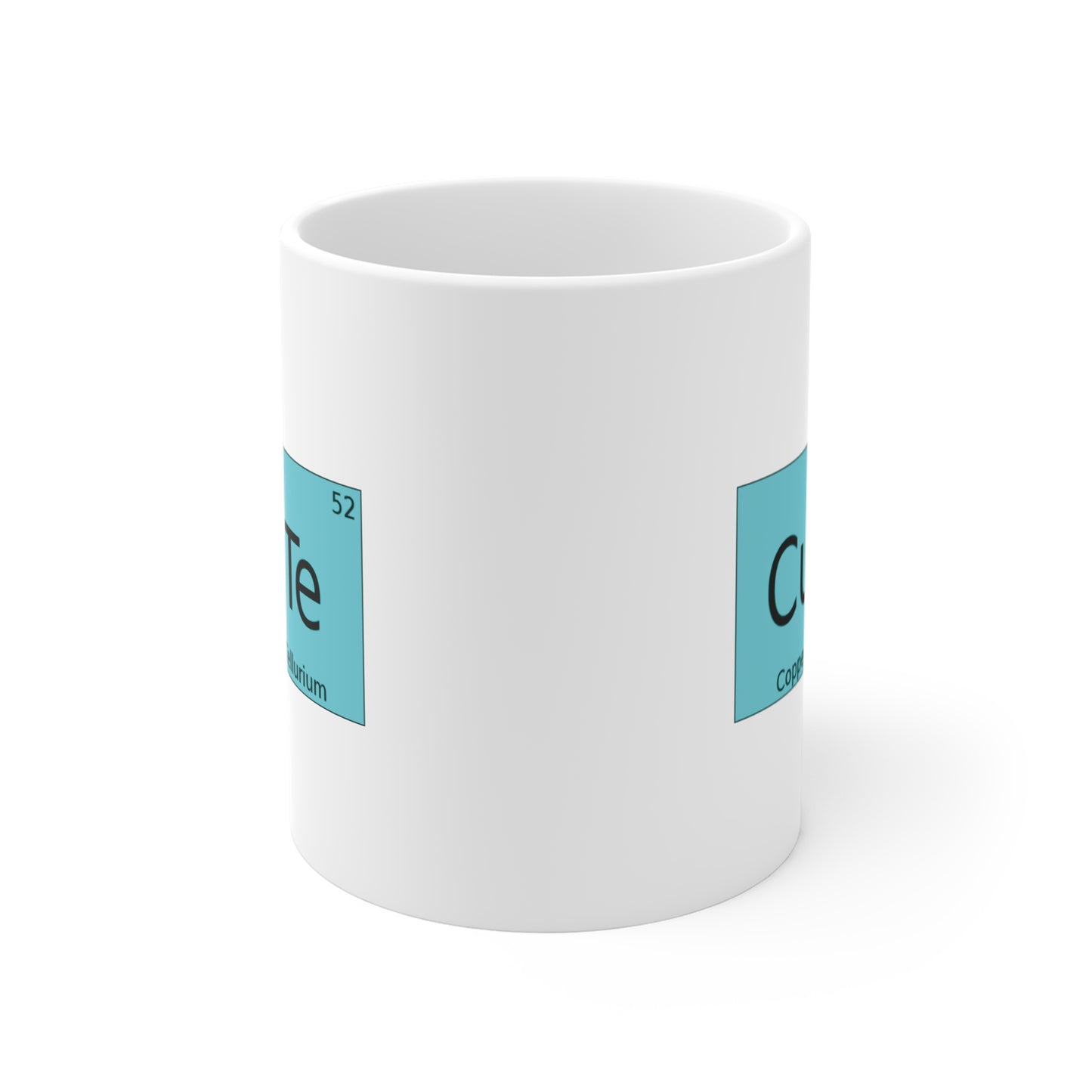 Coffee Cup w/Chemistry | 'CuTe' Copper Tellurium Periodic Table Mug, by TokyoBill