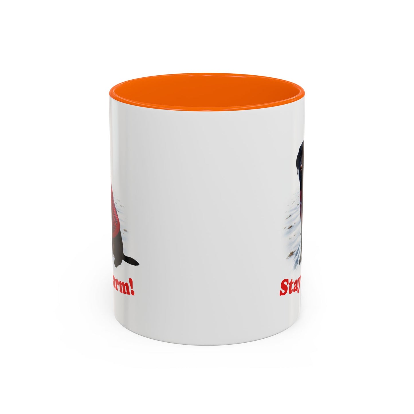 Two-tone Accent 11 oz Coffee Mug w/Black Lab Retriever Sweater Dog, by TokyoBill