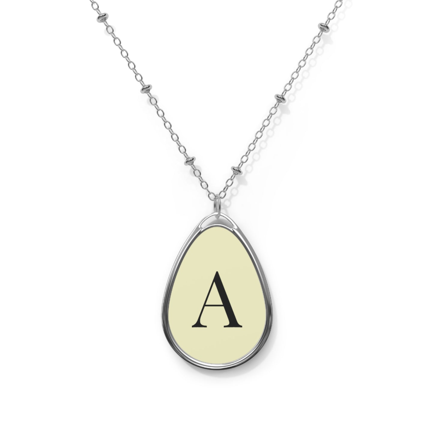 Personalized Oval Necklace | Custom Initial Monogram Pendant | Glossy Finish | Gift for Her