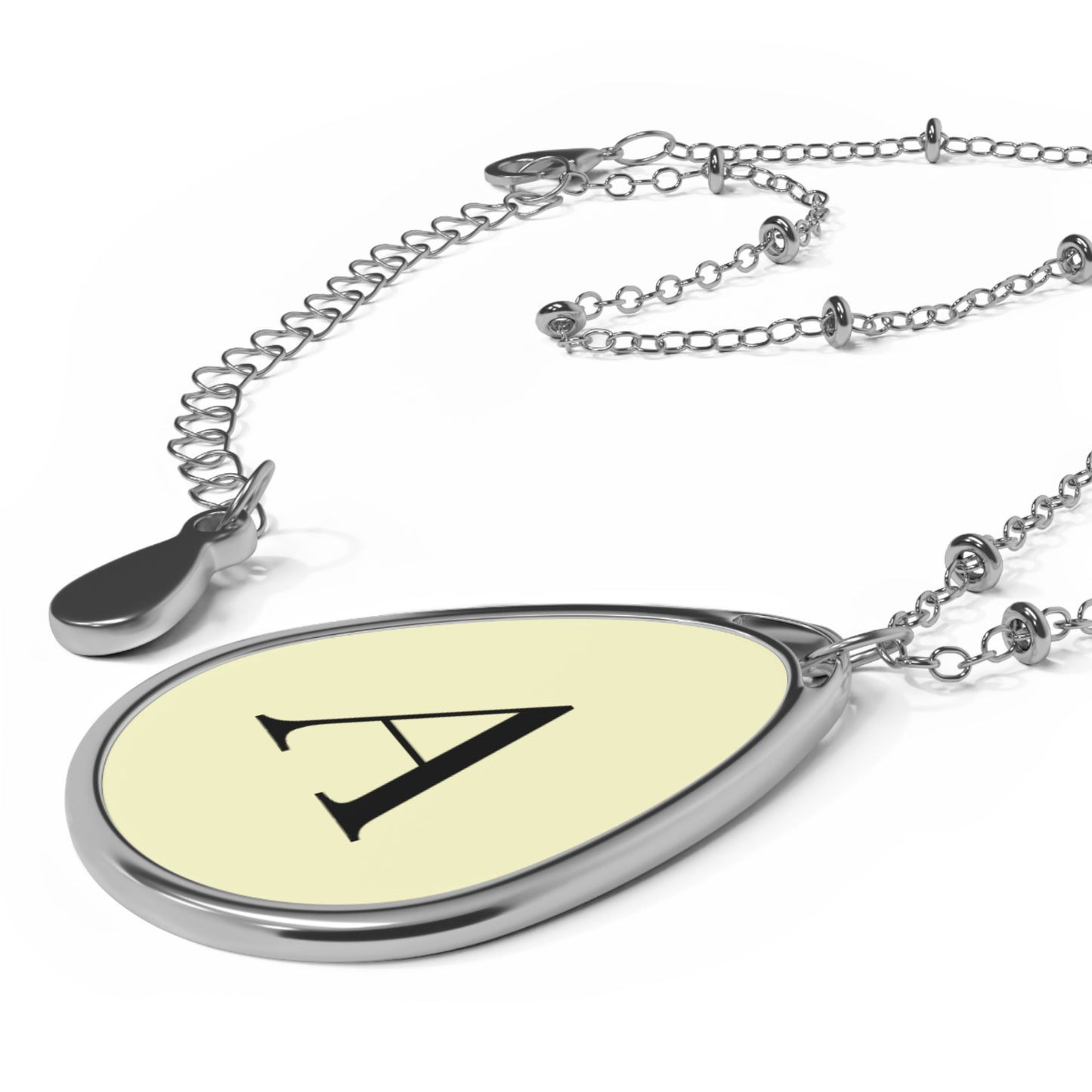 Personalized Oval Necklace | Custom Initial Monogram Pendant | Glossy Finish | Gift for Her