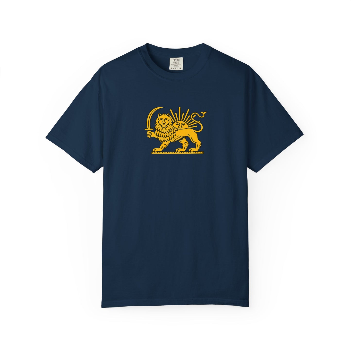 Lion with Sword Graphic T-shirt; Heraldic Golden Lion by TokyoBill