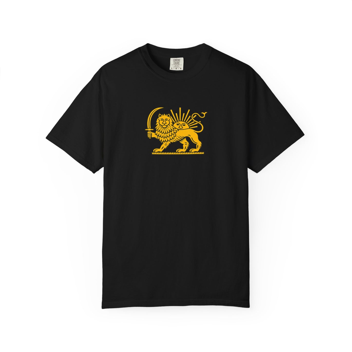 Lion with Sword Graphic T-shirt; Heraldic Golden Lion by TokyoBill
