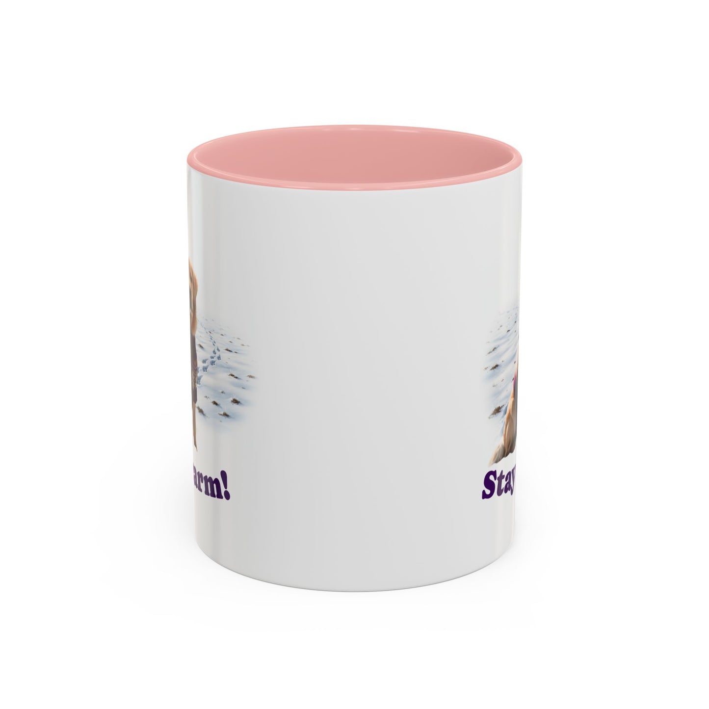 Two-tone Accent 11 oz Coffee Mug w/ Golden Retriever Sweater Dog, by TokyoBill