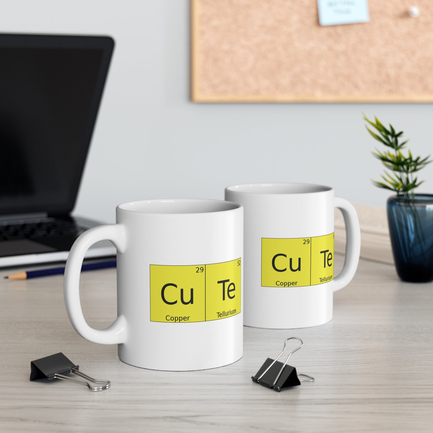 Coffee Cup w/Chemistry | 'CuTe' Copper Tellurium Periodic Table Mug, by TokyoBill