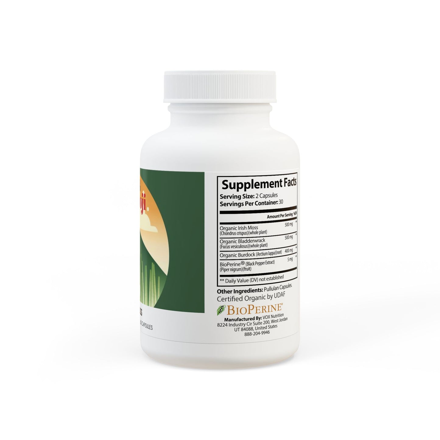 Kumoji Sea Moss Capsules – Organic Irish Moss, Burdock Root & Bladderwrack with BioPerine® | 60 Capsules | Vegan | Non-GMO | GMP Certified