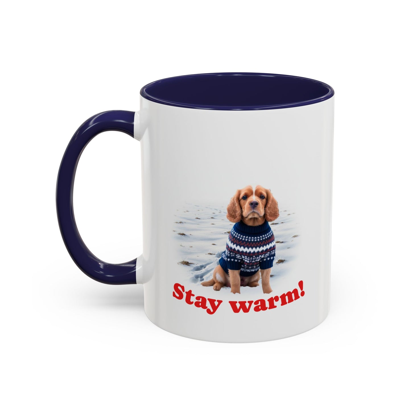 Two-tone Accent 11 oz Coffee Mug w/ Cocker Spaniel Sweater Dog, by TokyoBill