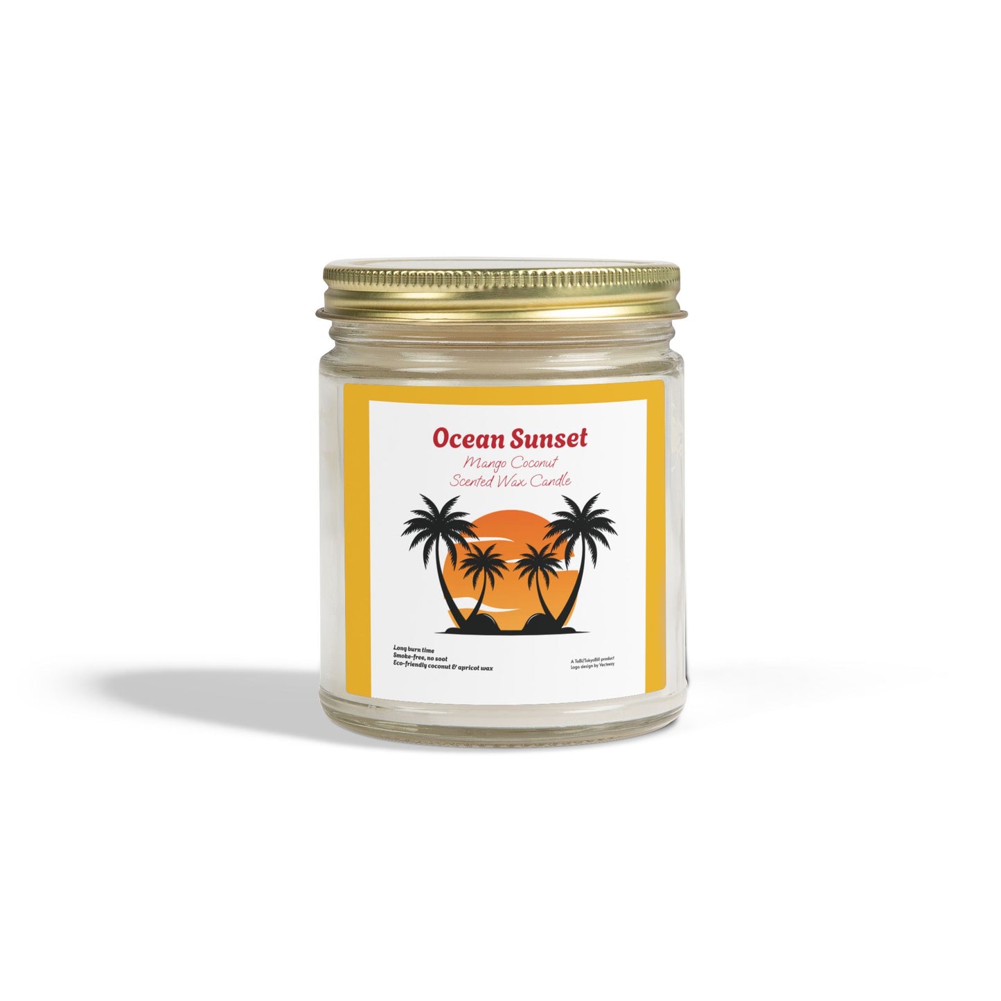Ocean Sunset Mango Coconut Scented Candle | Hand-Poured USA | Coconut Apricot Wax