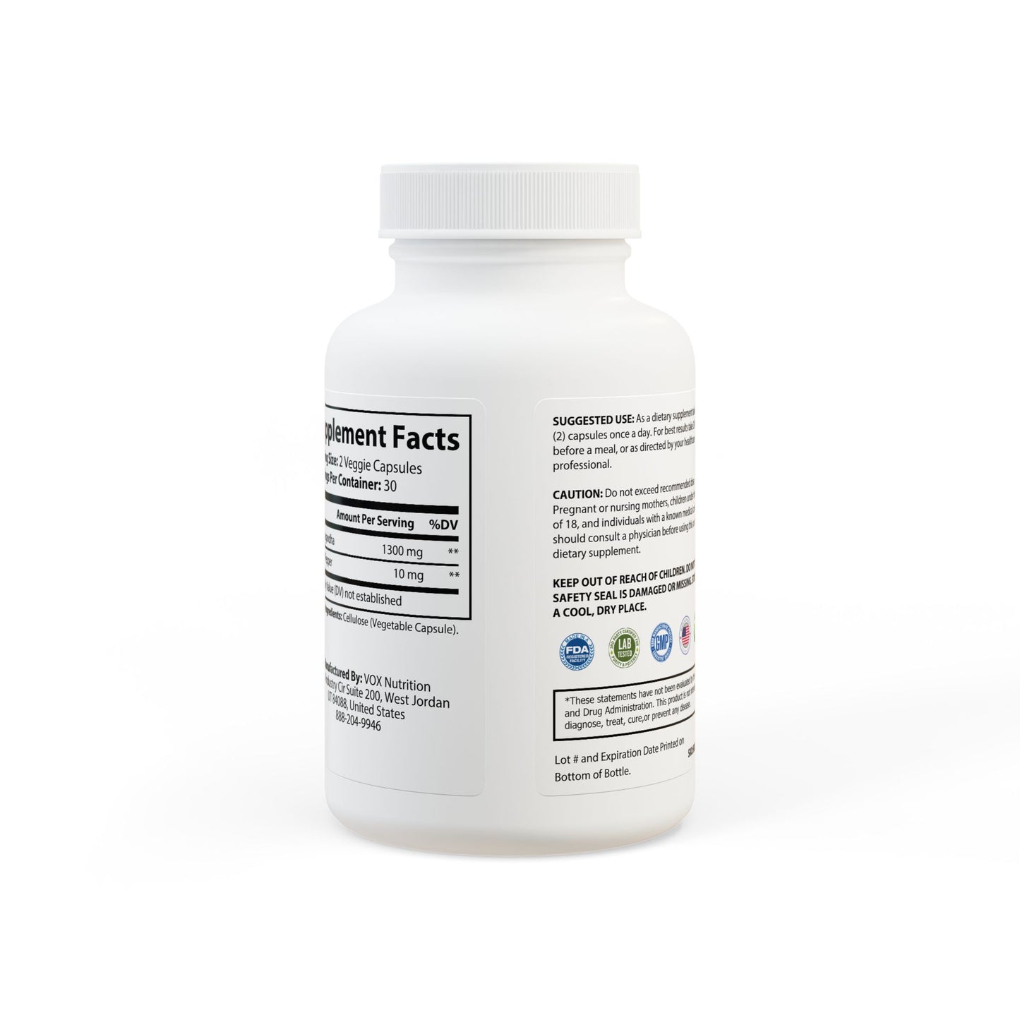 Kumoji Ashwagandha Black Pepper Supplement 60ct | Non-GMO | Vegan Stress Relief