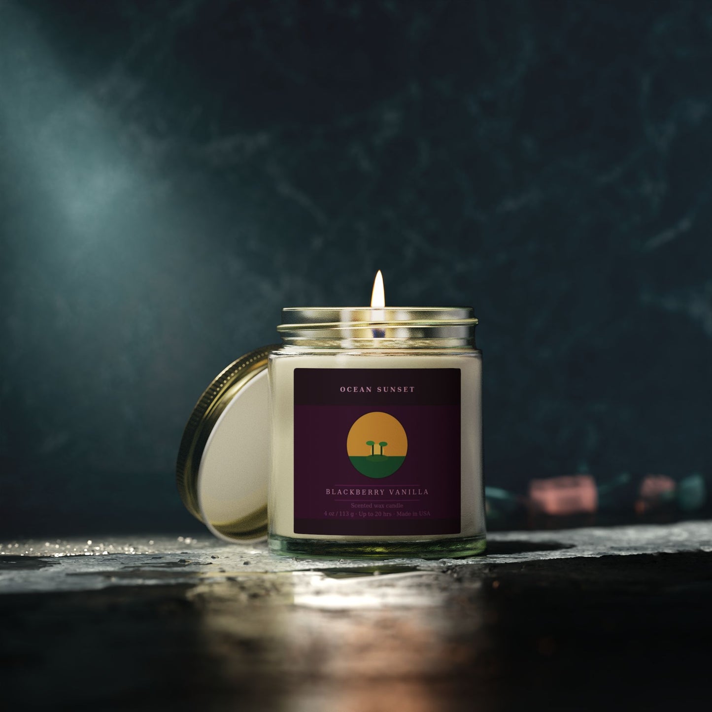 Ocean Sunset | Blackberry Vanilla Scented Candle | Hand-Poured in USA